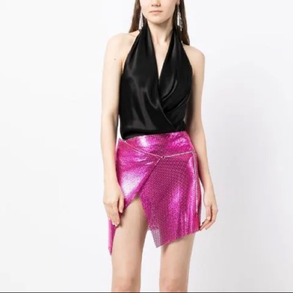 POSTER GIRL WINONA PINK CHAINMAIL MESH WRAP SKIRT